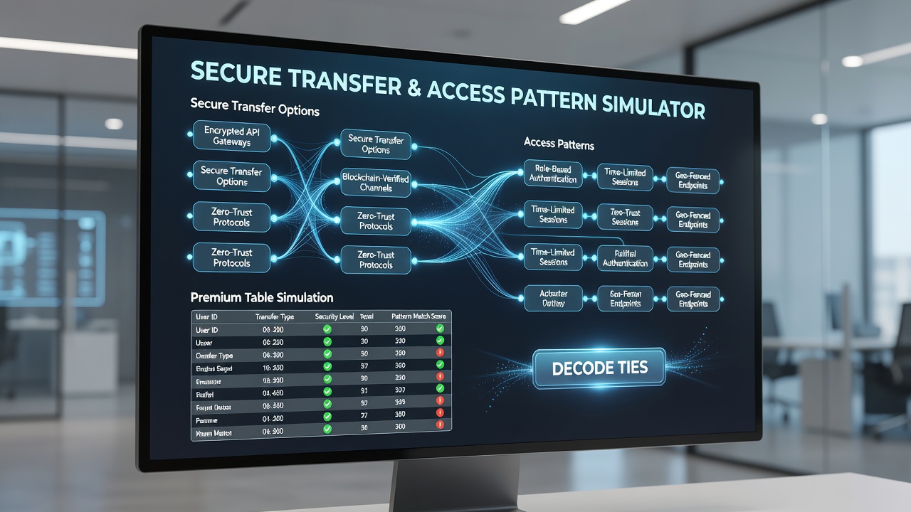 Data visualization showing transfer methods linked to table simulation access timelines