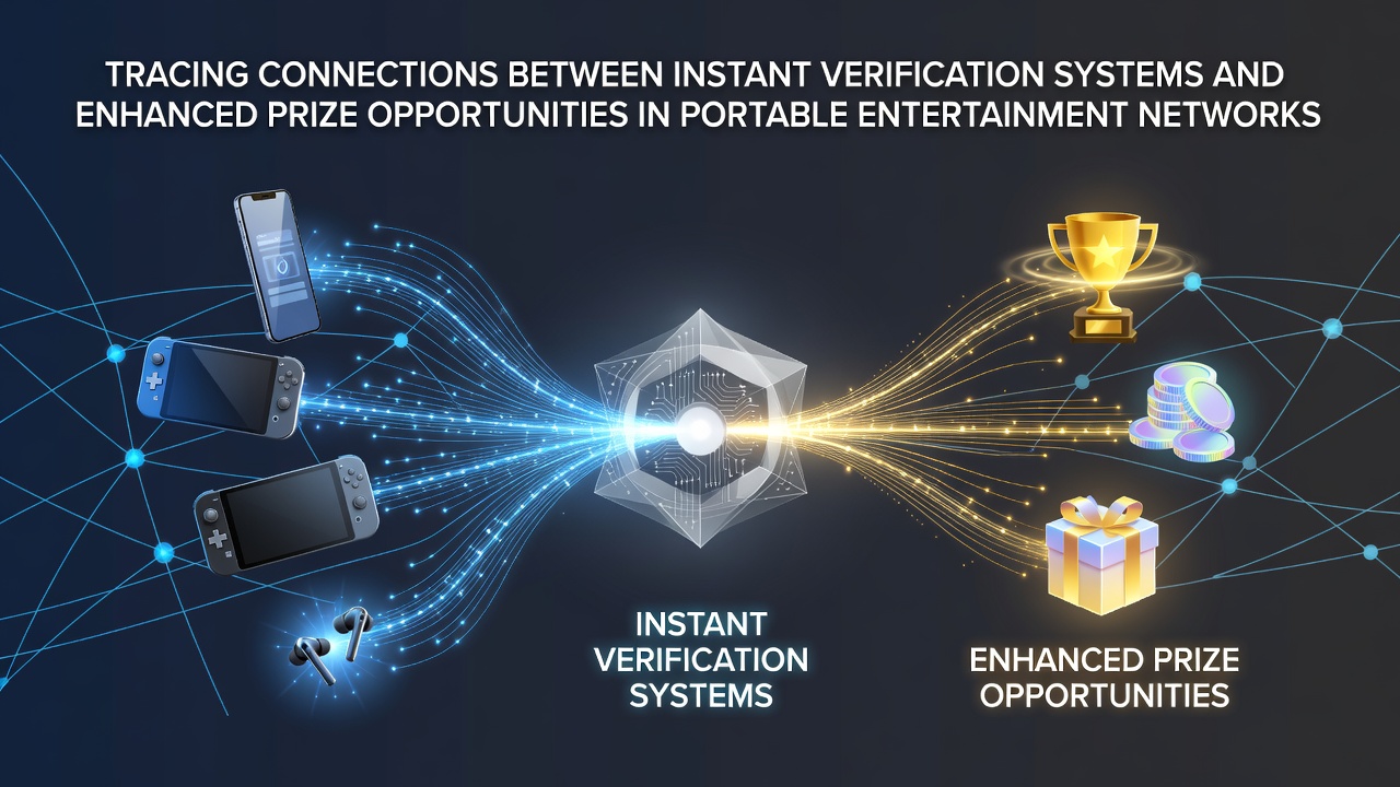 Mobile entertainment network interface showing instant verification flow and prize multipliers